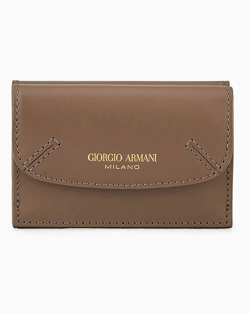 Giorgio Armani Dreifächriges la Prima Mini-Portemonnaie aus strukturiertem Leder Braun