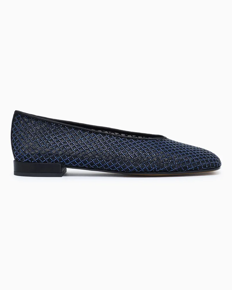 Giorgio Armani Ballerinas aus Mesh und Strass Blau