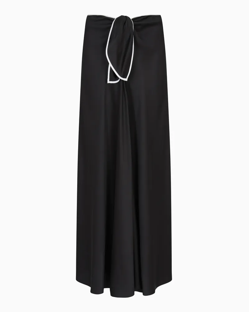 Giorgio Armani Langer Rock aus Seidensatin Schwarz