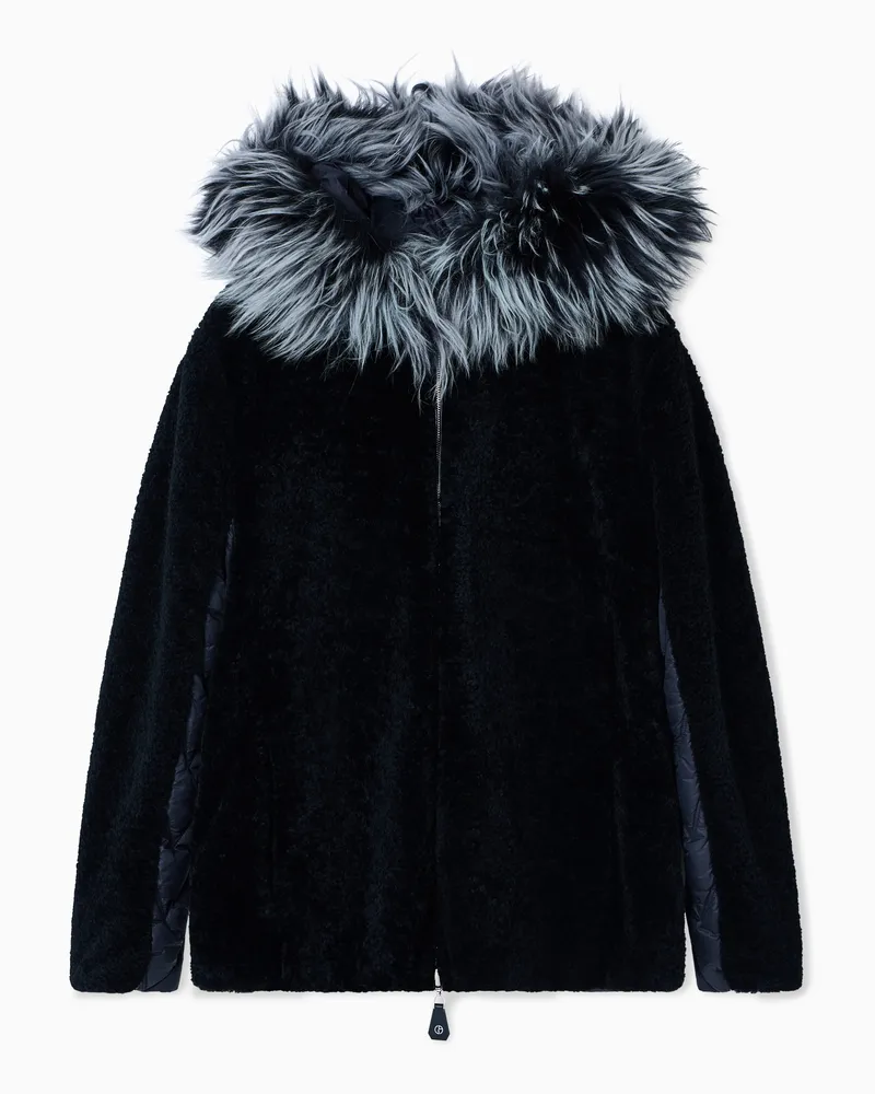 Giorgio Armani Caban zum Wenden aus Shearling-Lammfell Schwarz