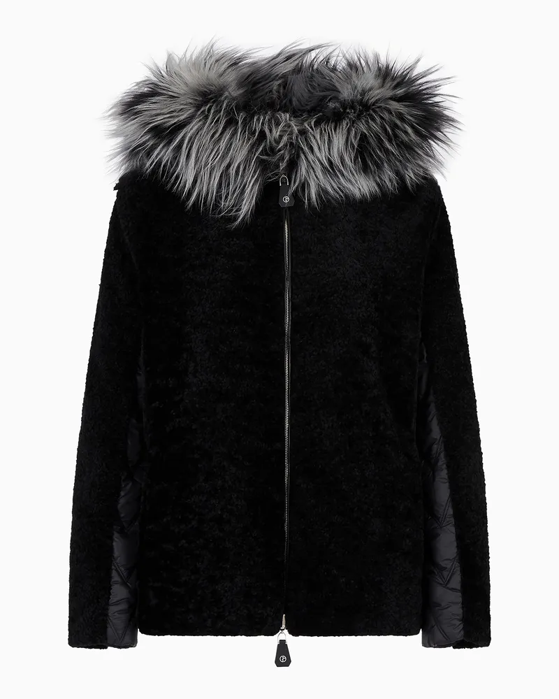 Giorgio Armani Caban zum Wenden aus Shearling-Lammfell Schwarz