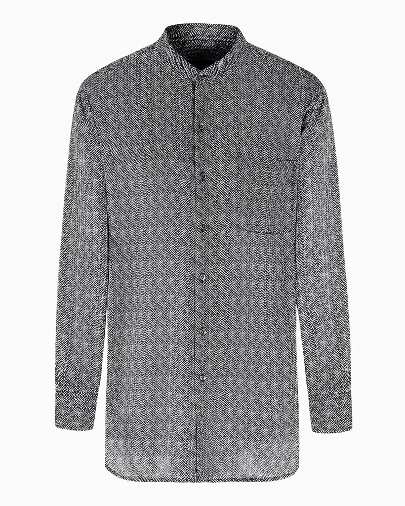 Giorgio Armani Hemd aus Viskose und Seide mit Fischgrat-Print Gemustert