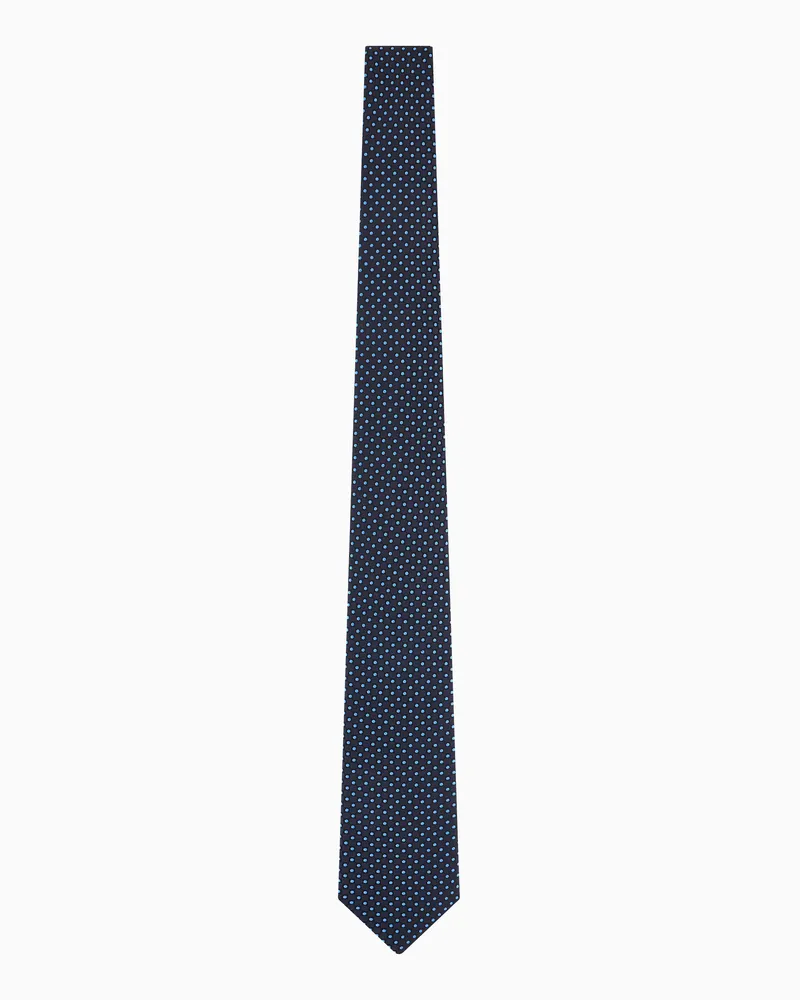 Giorgio Armani Krawatte aus reiner Seiden in Jacquard-Stoff-Verarbeitung mit Punkten Blau