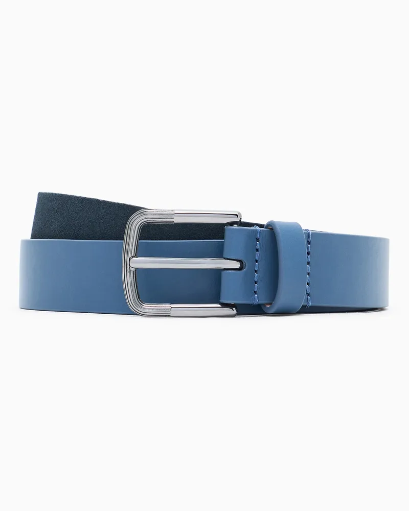 Giorgio Armani Gürtel aus Veloursleder und Leder Blau