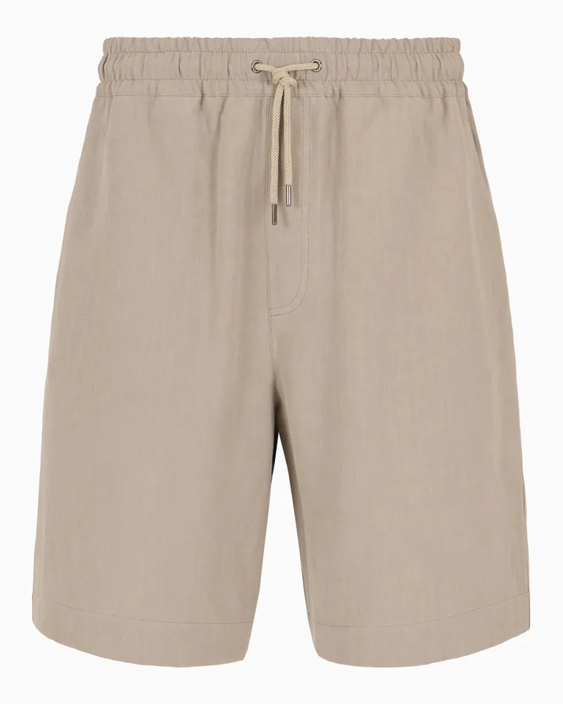 Giorgio Armani Flatfront-Bermudashorts aus Leinen Beige