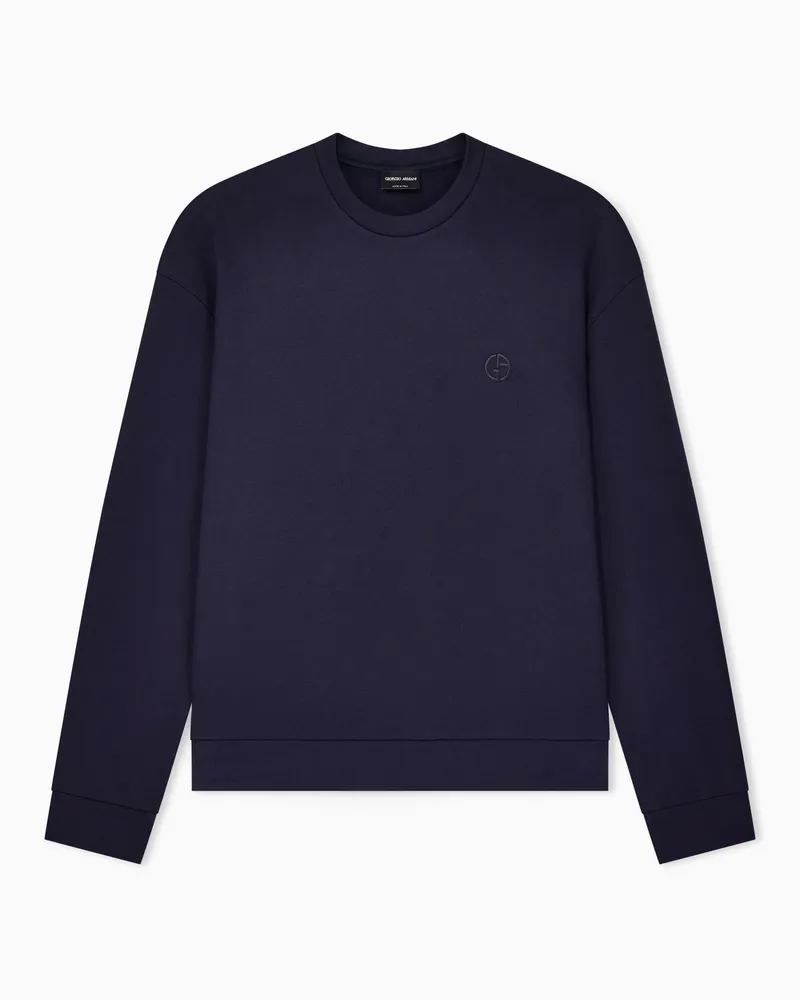 Giorgio Armani Sweatshirt mit Rundhalsausschnitt aus Baumwolle und Kaschmir Blau