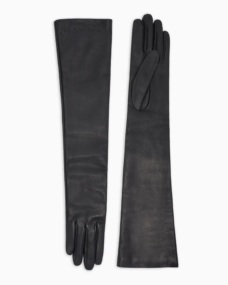Giorgio Armani Lange Handschuhe aus Nappaleder Schwarz