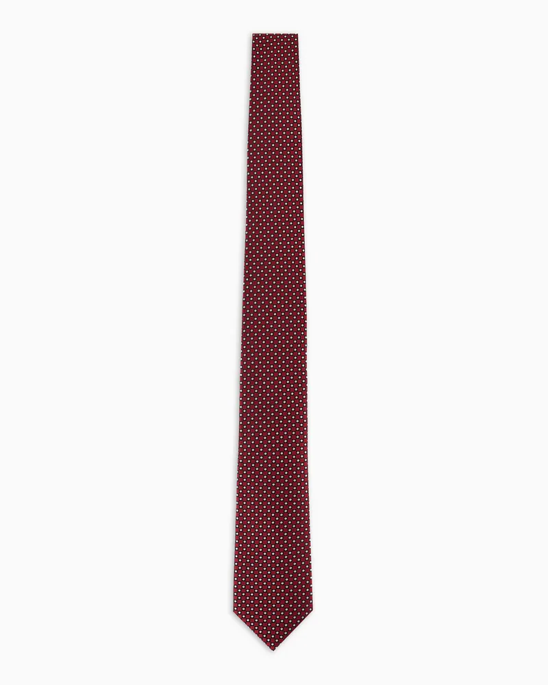 Giorgio Armani Krawatte aus reiner Seiden in Jacquard-Stoff-Verarbeitung mit Punkten Rot