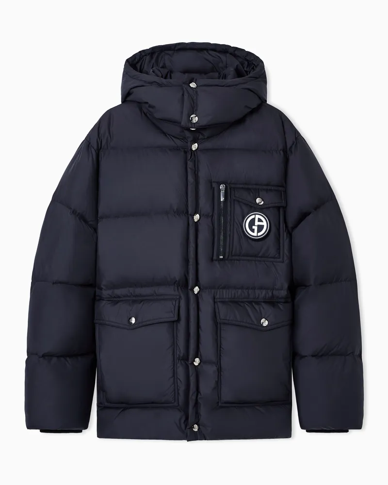 Giorgio Armani Mit nachhaltigen Gänsedaunen wattierte Bomberjacke mit Kapuze Schwarz