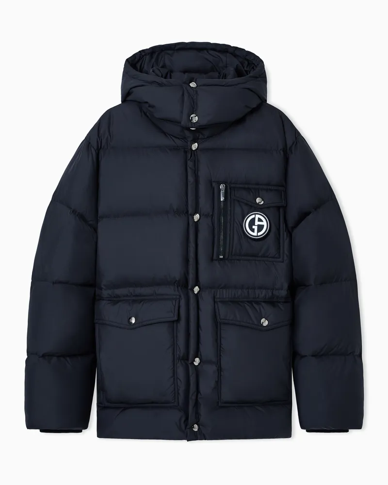 Giorgio Armani Mit nachhaltigen Gänsedaunen wattierte Bomberjacke mit Kapuze Schwarz