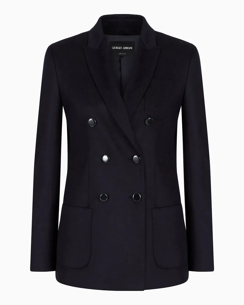 Giorgio Armani Doppelreihiges Sakko aus Schurwolle und Kaschmir Marineblau