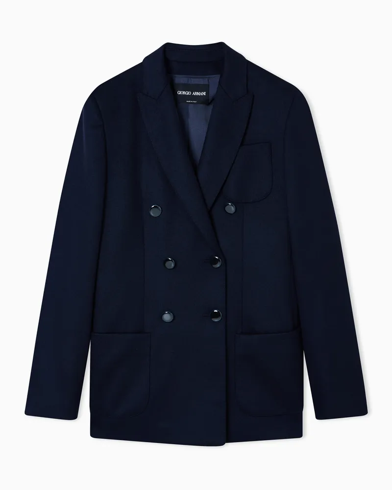 Giorgio Armani Doppelreihiges Sakko aus Schurwolle und Kaschmir Marineblau