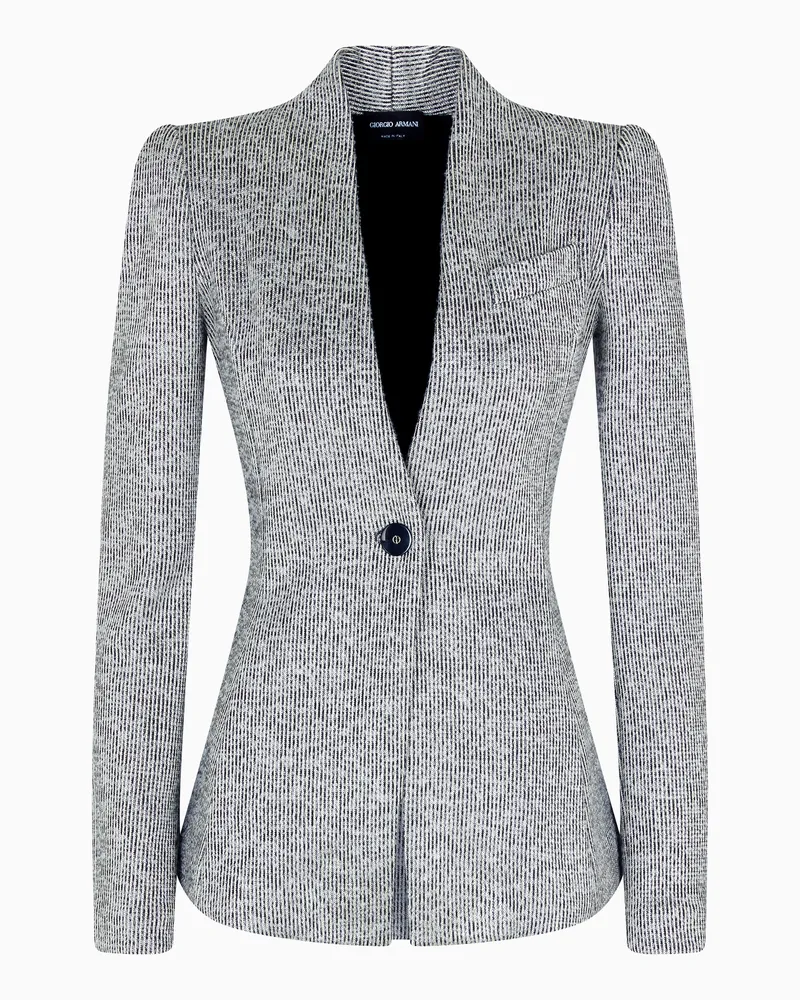 Giorgio Armani Einreihiges Sakko aus gestreiftem Viskose-Jersey in Jacquard-Stoff-Verarbeitung Beige