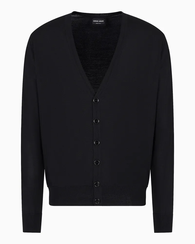 Giorgio Armani Geknöpfter Cardigan aus Schurwolle Schwarz