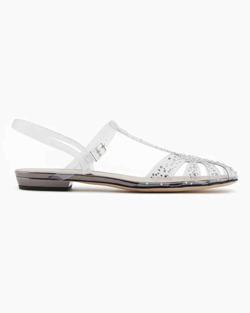 Giorgio Armani Slingback-Ballerinas aus PVC und Strasssteinen Transparent