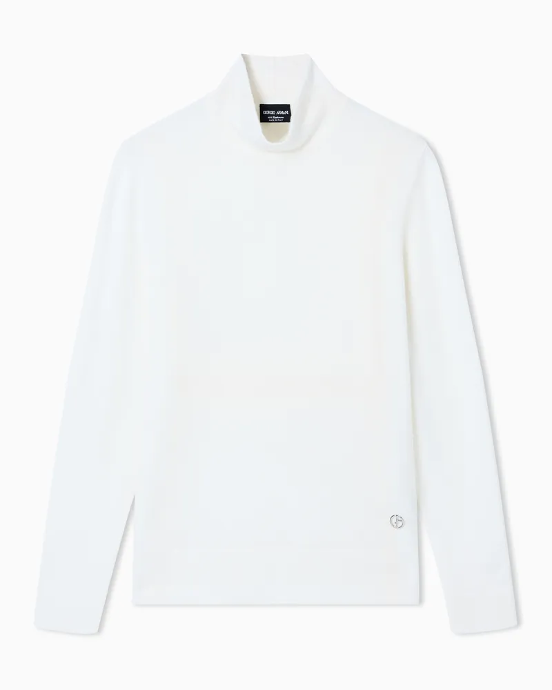 Giorgio Armani Pullover mit halsfernem Rollkragen aus reinem Kaschmir Weiß