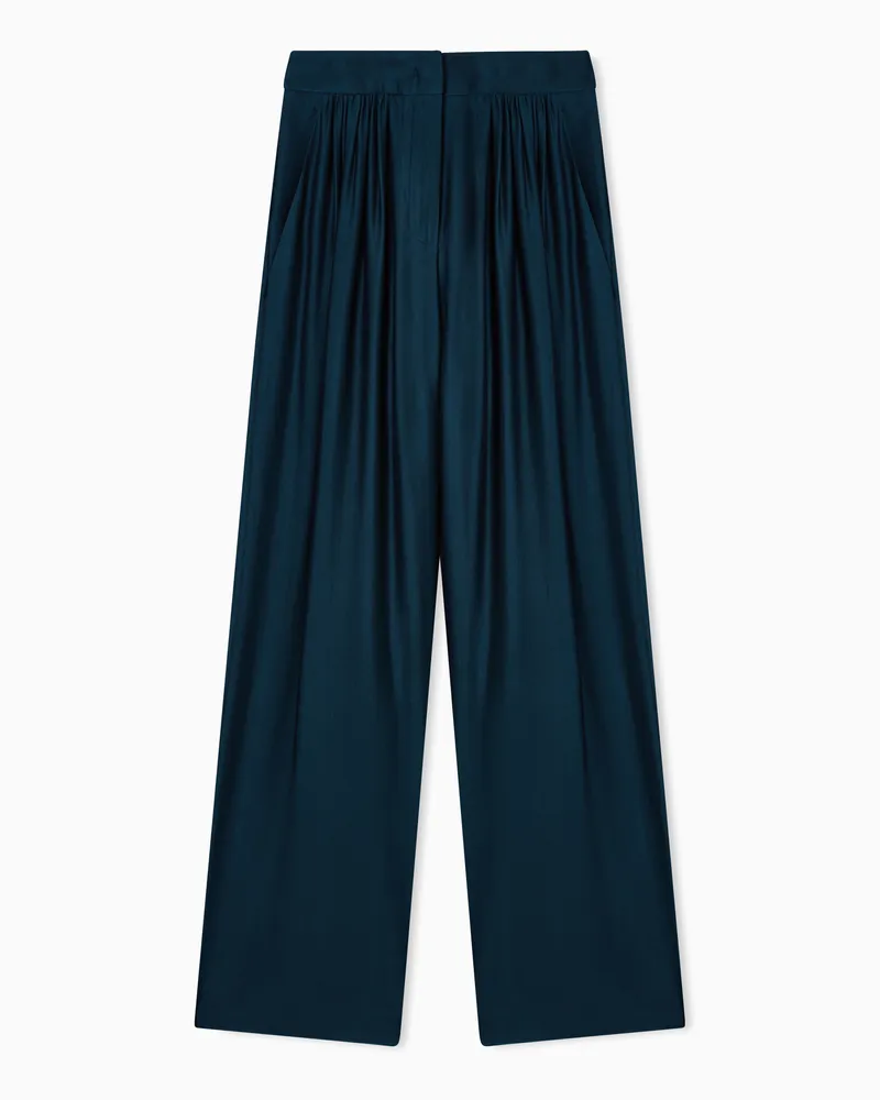 Giorgio Armani Hose mit Bundfalten aus Viskose, Seide und Organza Gemustert