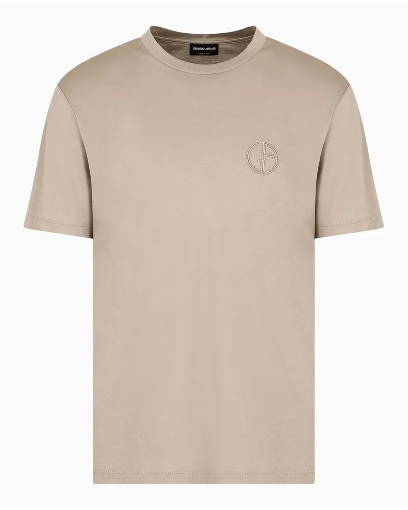 Giorgio Armani T-shirt mit Rundhalsausschnitt Aus Baumwoll-interlock Beige