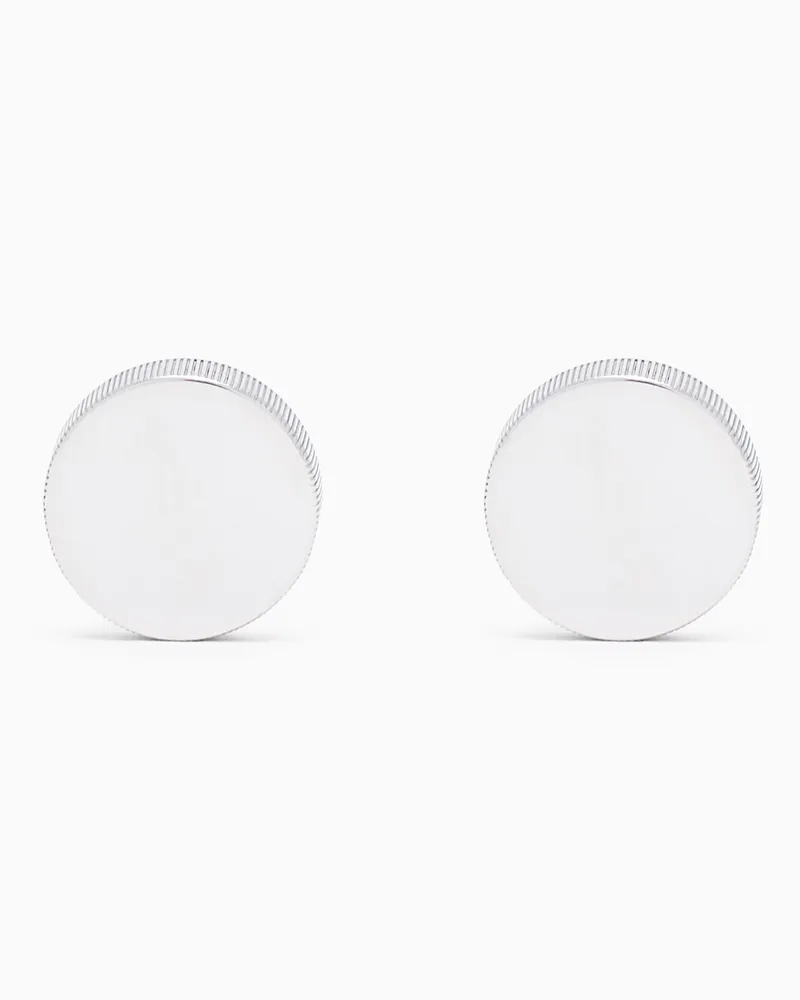 Giorgio Armani Manschettenknöpfe aus 925er Silber mit fein gestreiftem Einsatz Silber