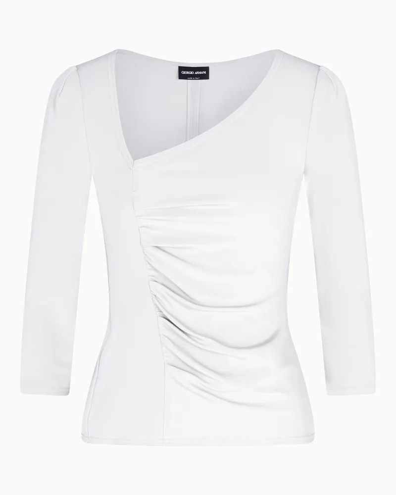 Giorgio Armani Pullover aus Viskose-Jersey mit asymmetrischem Ausschnitt Beige
