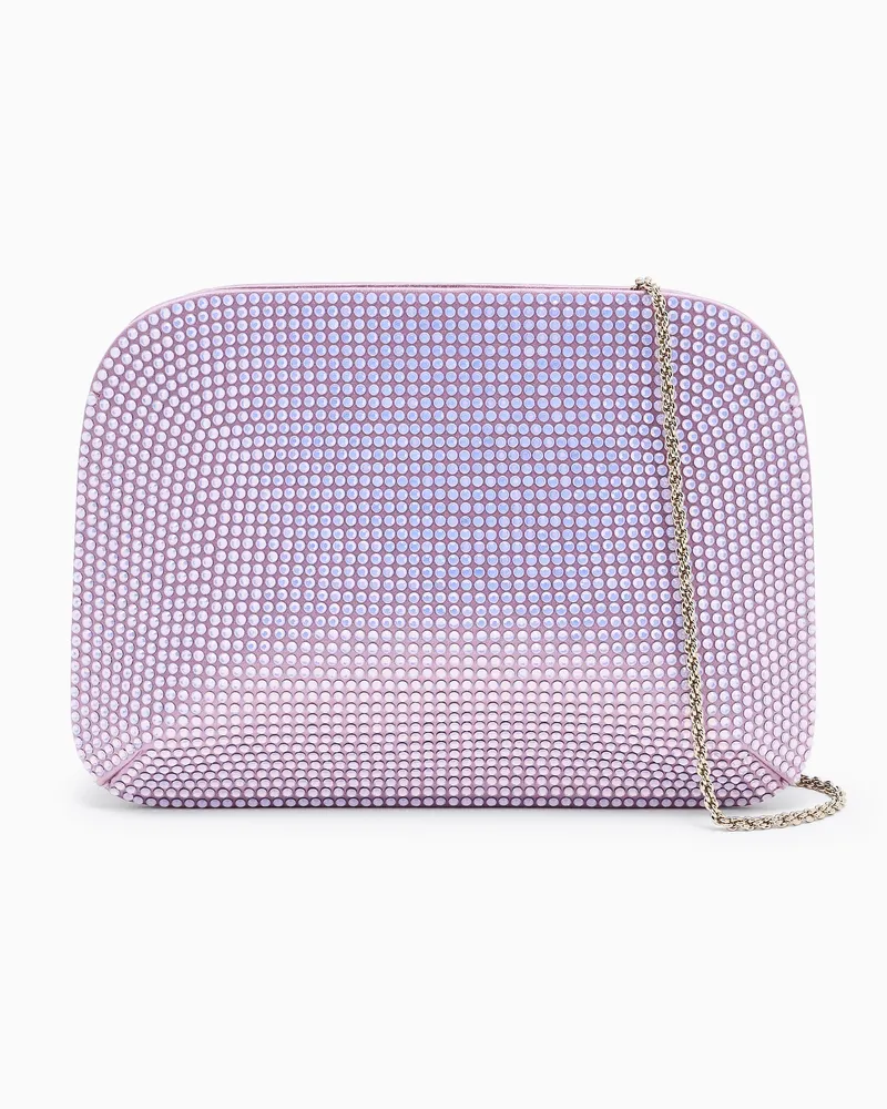 Giorgio Armani la Prima Clutch aus Satin und opalfarbenem Strass Pink