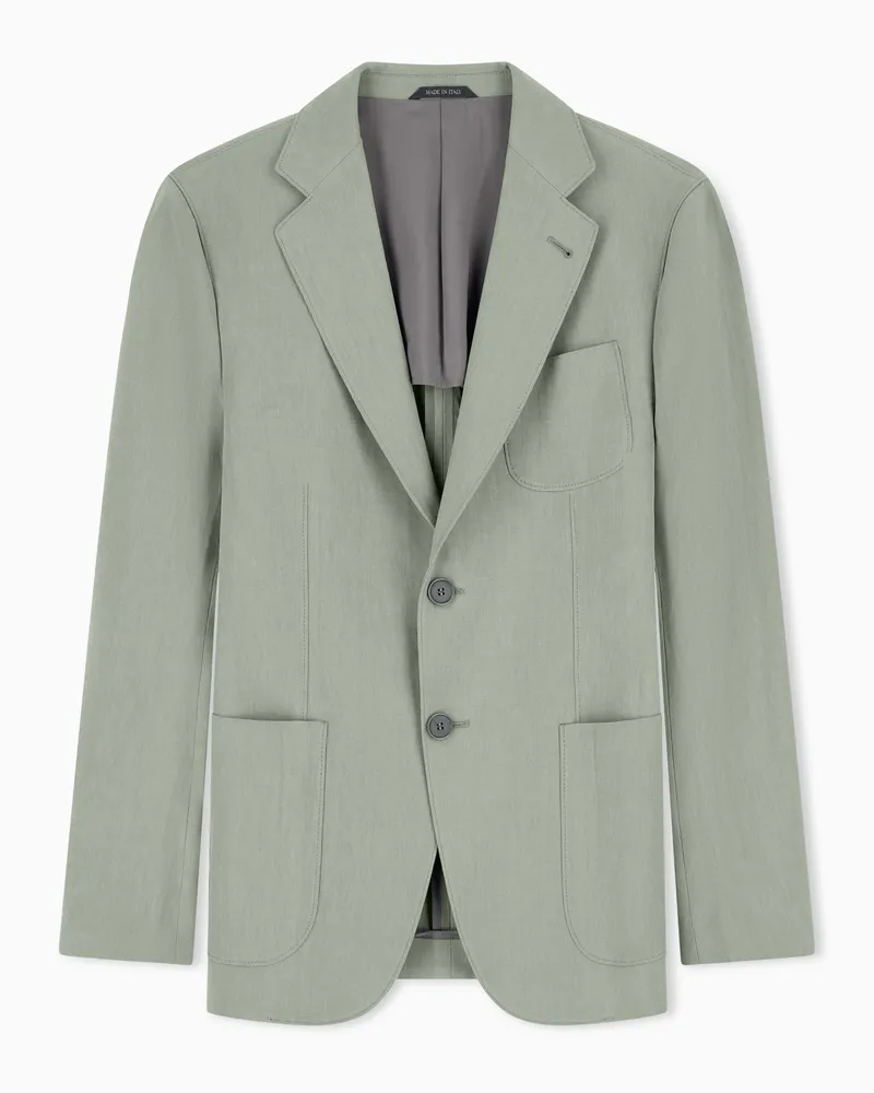 Giorgio Armani Einreihiges Sakko der Upton-Linie aus Leinen-Canvas Grün