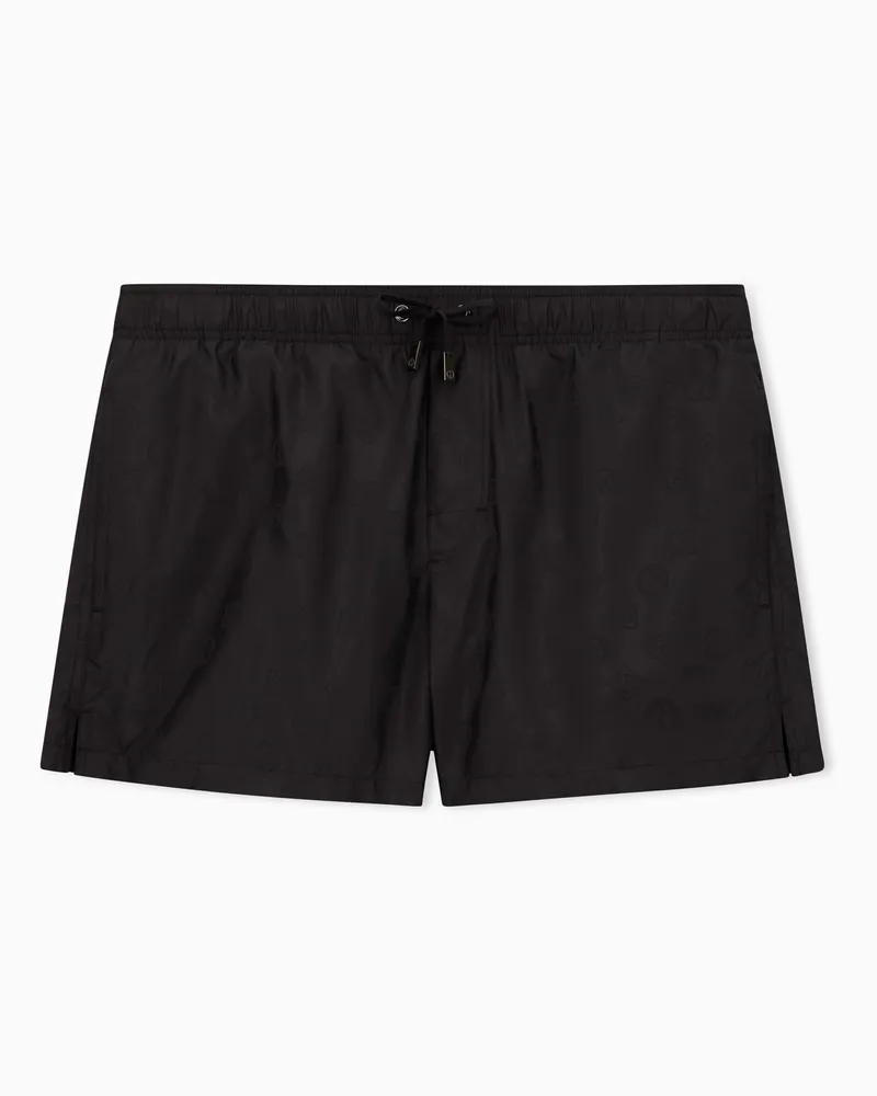 Giorgio Armani Badeboxershorts mit Monogramm Schwarz