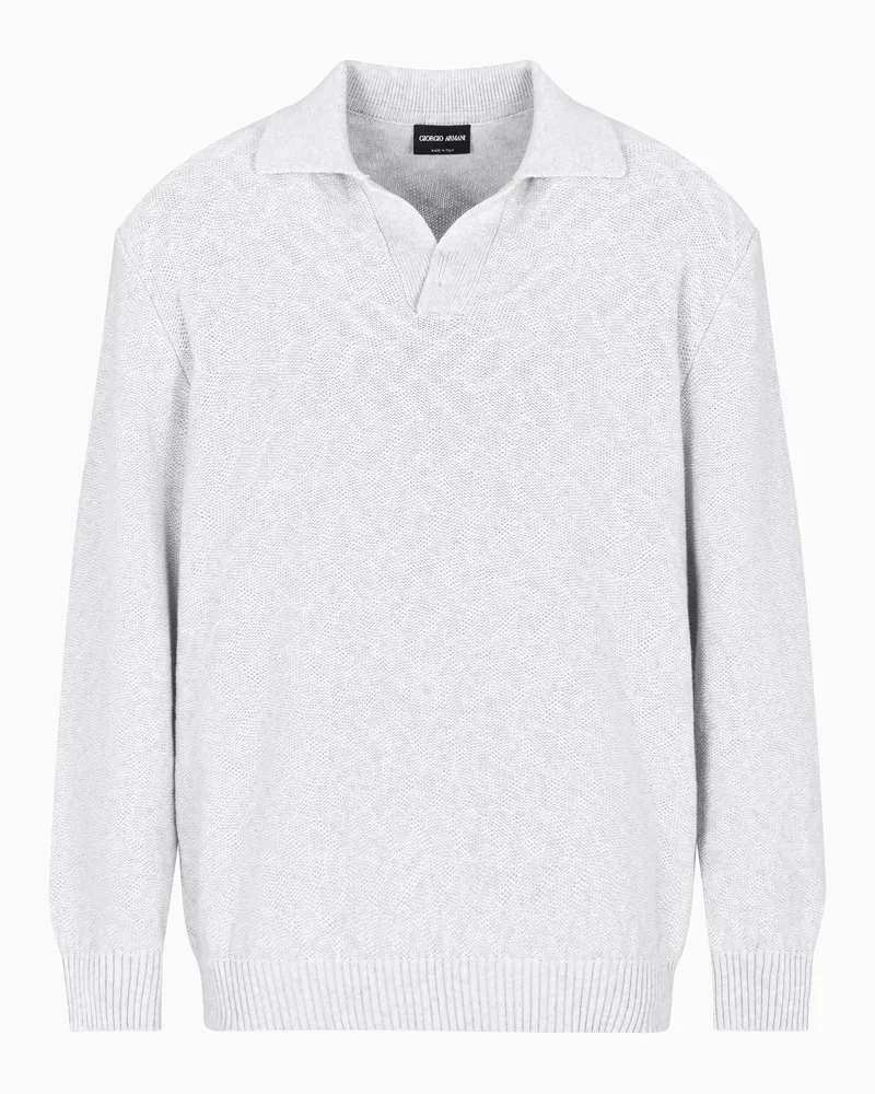 Giorgio Armani Poloshirt aus Baumwolle in Jacquard-Stoff-Verarbeitung Elfenbein
