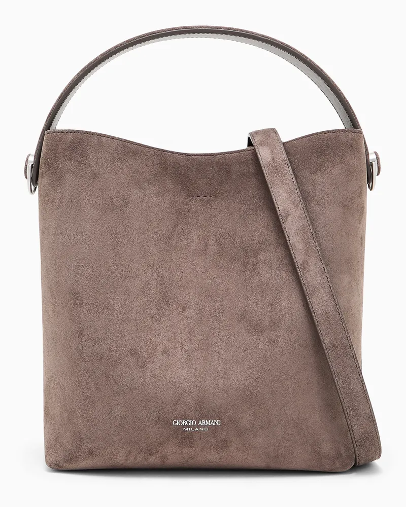 Giorgio Armani Schultertasche aus Wildleder im minimalistischen Design Braun