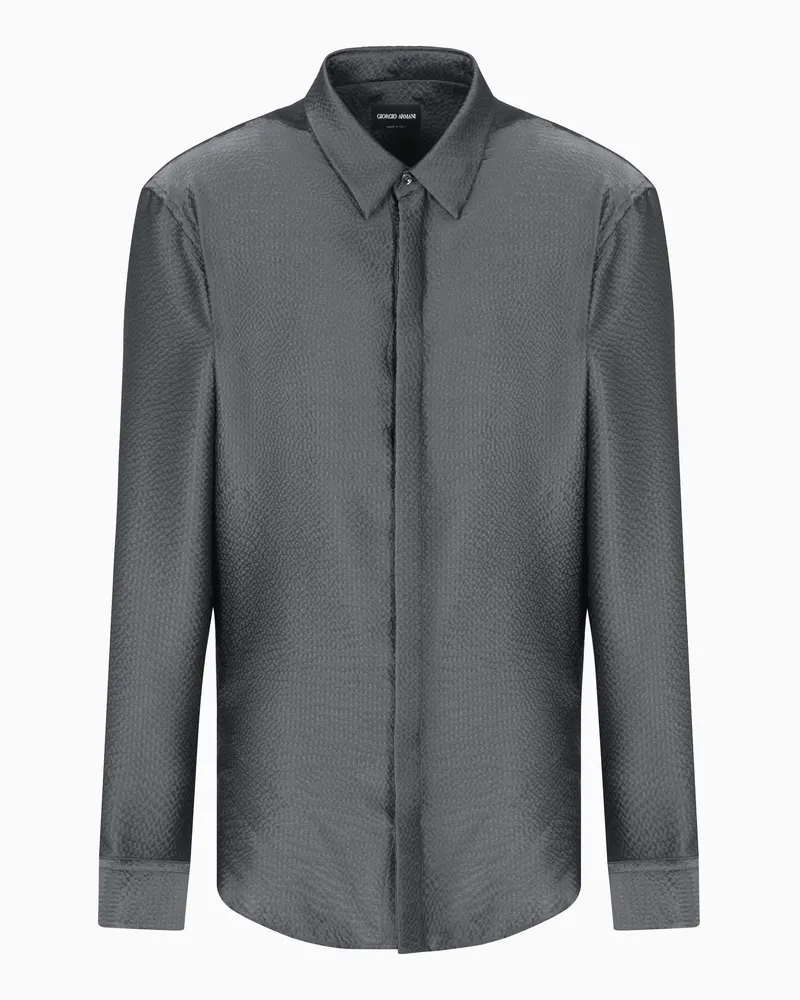 Giorgio Armani Hemd aus Seiden-Satin Grau