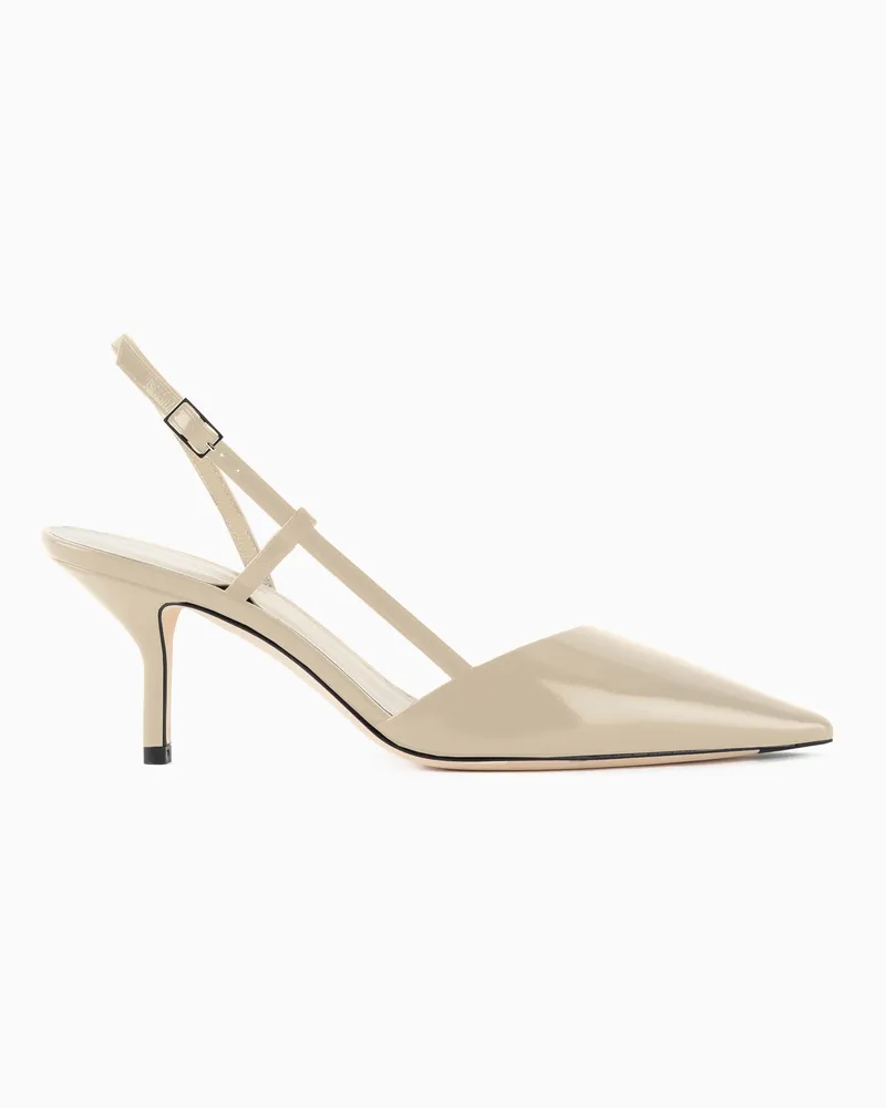 Giorgio Armani Slingback-Pumps aus gewelltem Lackleder Braun