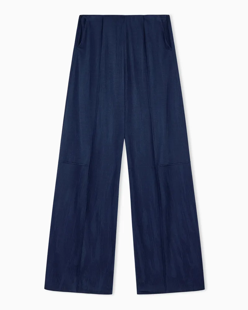 Giorgio Armani Jacquard-Jerseyhose mit weitem Bein und elastischem Bund Blau