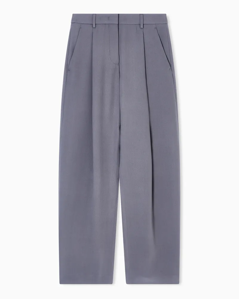 Giorgio Armani Hose aus gewaschenem Seidencrêpe mit einer Bundfalte Grau