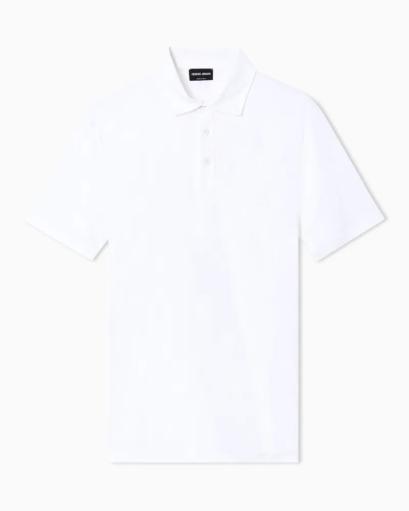Giorgio Armani Poloshirt aus Baumwoll-Interlock mit Logostickerei Weiß
