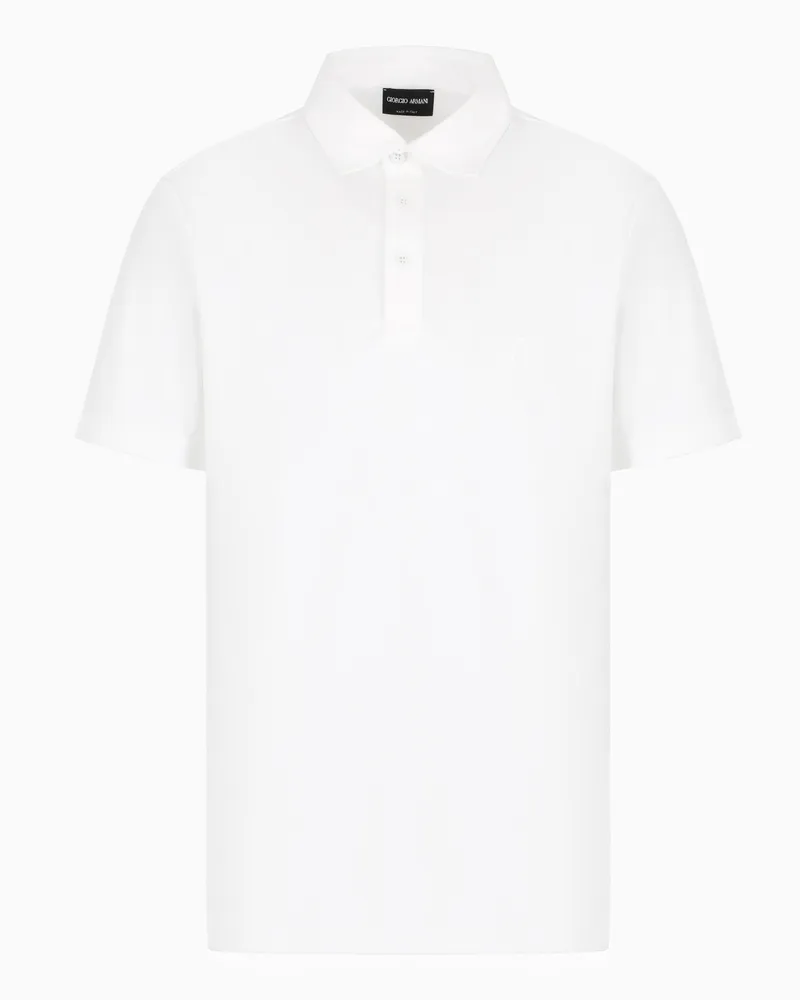 Giorgio Armani Poloshirt aus Baumwoll-Interlock mit Logostickerei Weiß