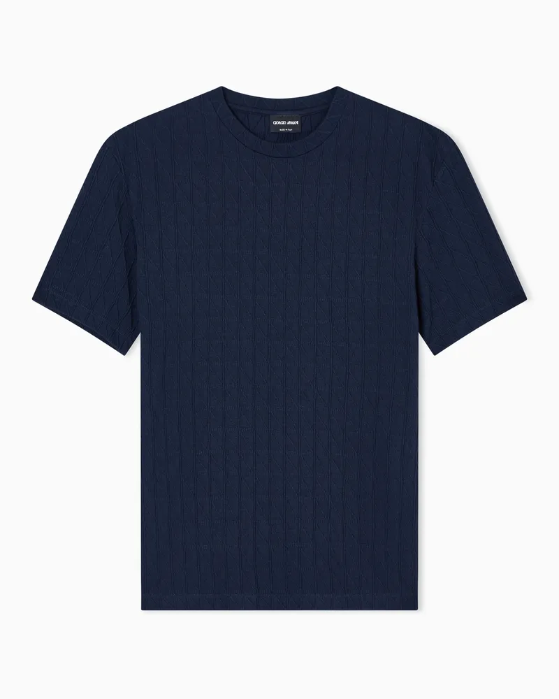Giorgio Armani ASV T-Shirt mit Rundhalsausschnitt aus einer elastischen Viskose-Kaschmir-Mischung Marineblau