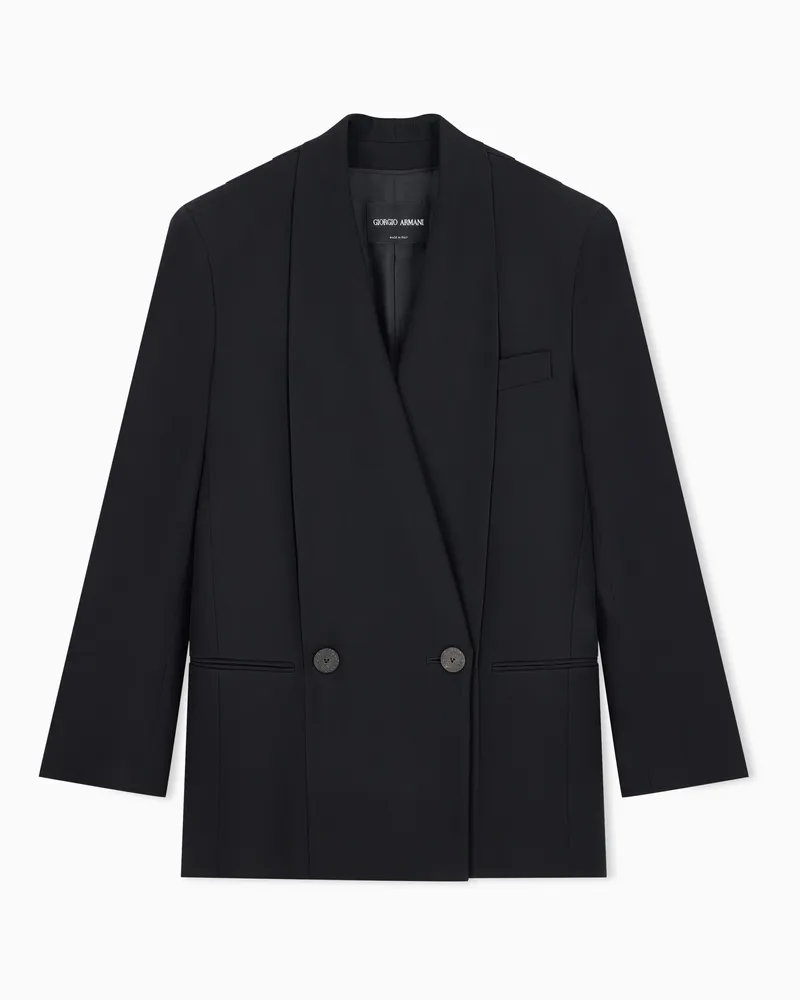 Giorgio Armani Blazer aus Seiden-Cady mit breitem Revers und Rückenfalten Schwarz