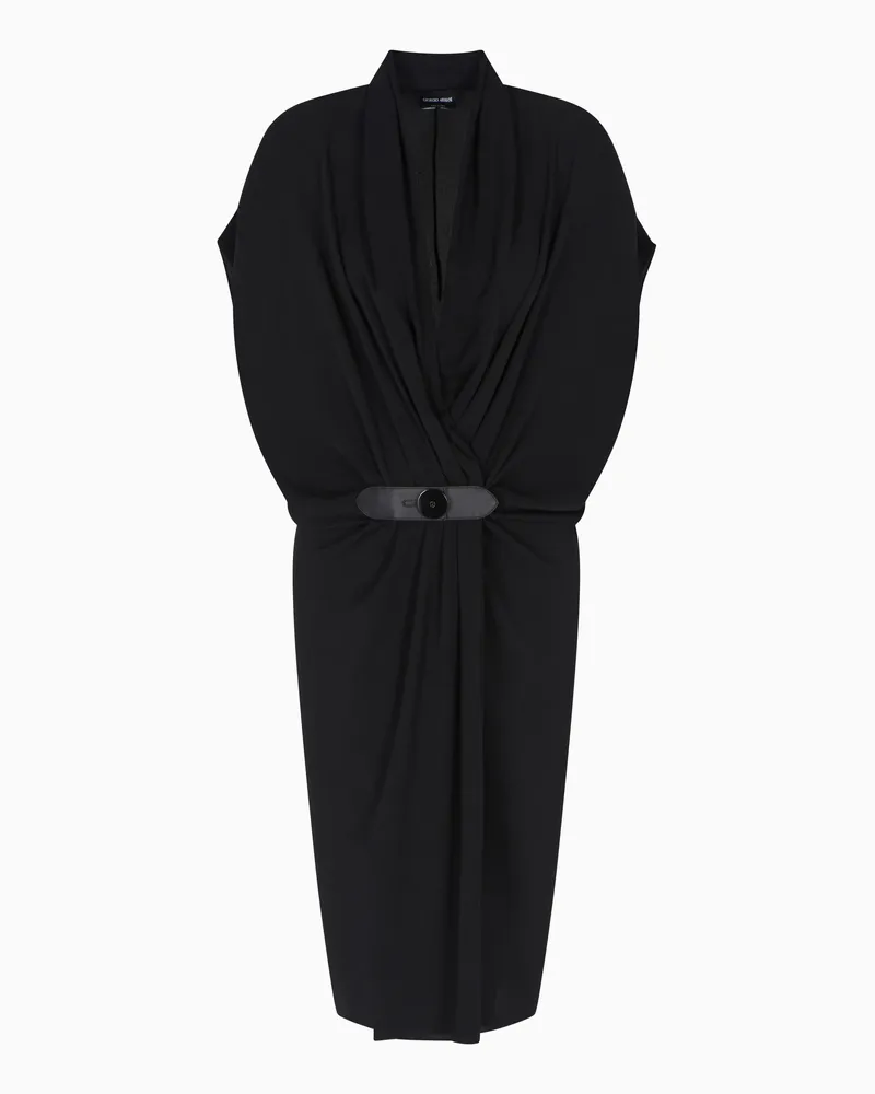 Giorgio Armani Midikleid aus dreilagigem Seiden-Georgette Schwarz