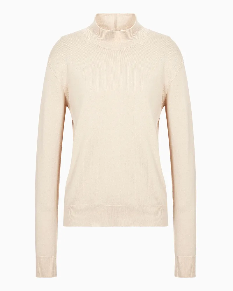 Giorgio Armani Stehkragenpullover aus reinem Kaschmir Beige
