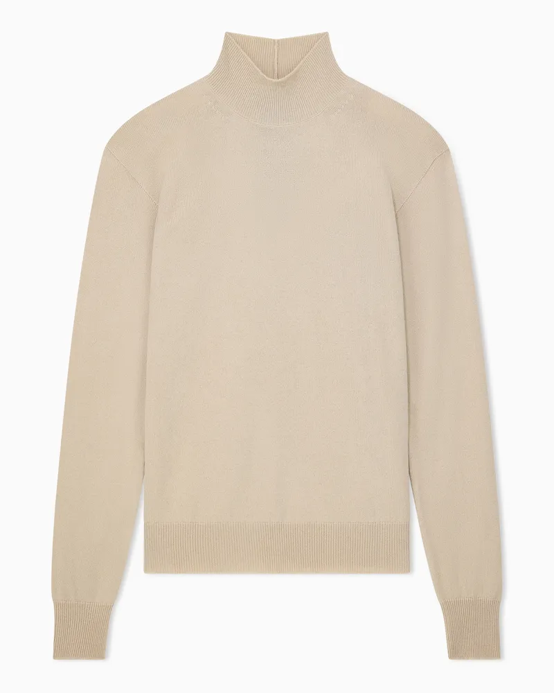 Giorgio Armani Stehkragenpullover aus reinem Kaschmir Beige