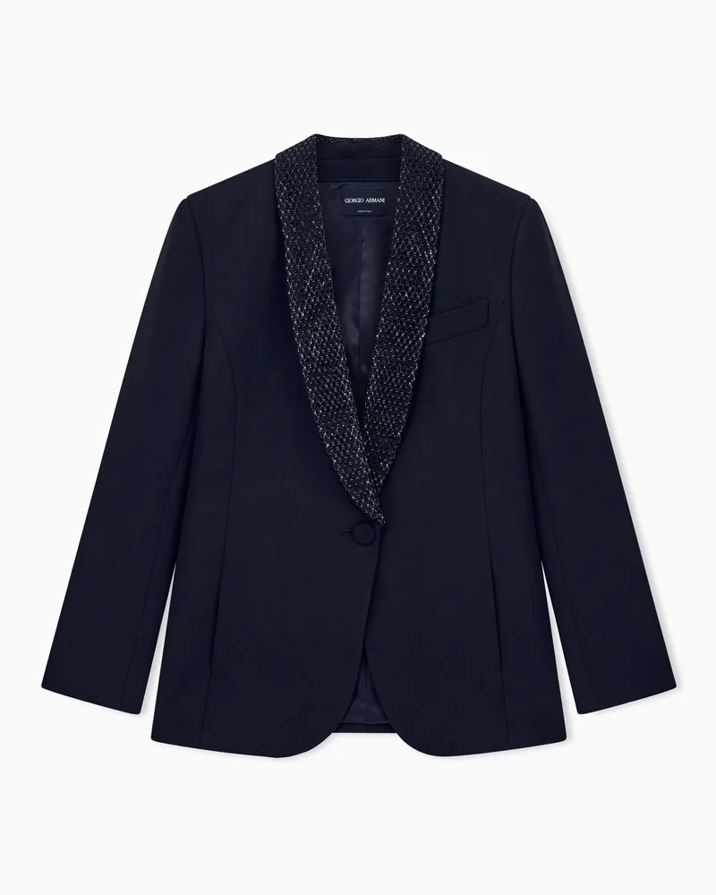 Giorgio Armani Smokingjacke aus Seidencady mit Strass am Revers Gemustert