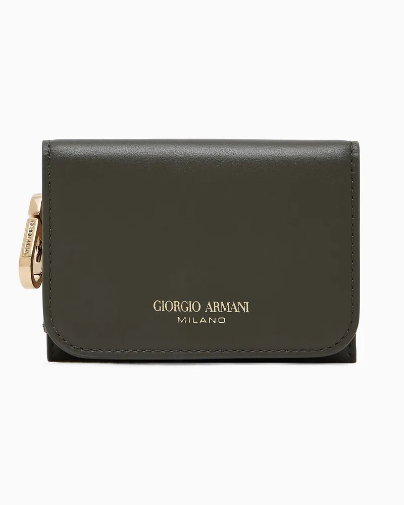 Giorgio Armani Mini-Trifold-Portemonnaie aus Leder Grün