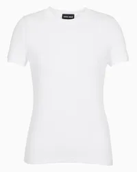 Giorgio Armani T-shirt Aus Viskosejersey mit Stretch Weiss