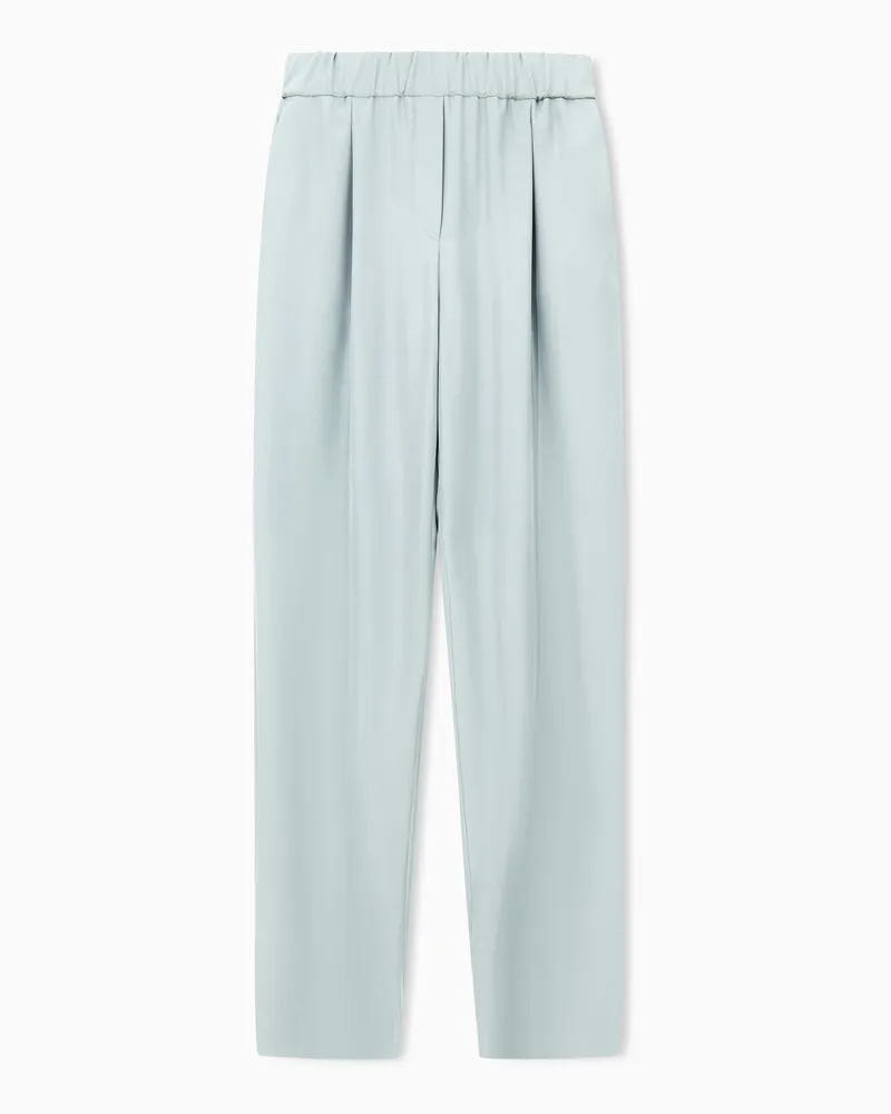 Giorgio Armani Regular Fit Hose aus gewaschener Seide mit elastischem Saum Grün