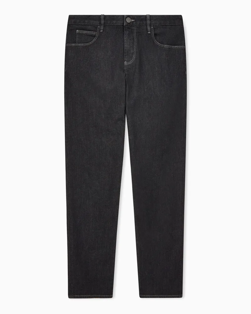 Giorgio Armani Five-Pocket-Hose in Slim Fit aus elastischem Baumwolldenim Schwarz