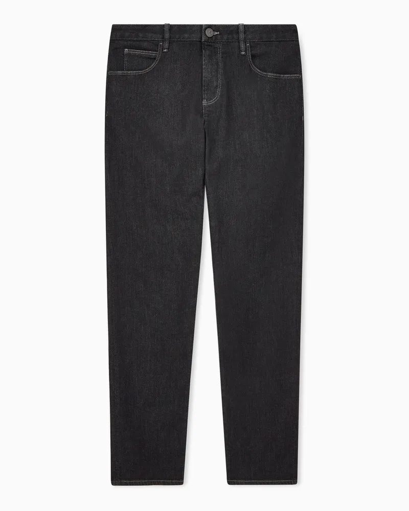 Giorgio Armani Five-Pocket-Hose in Slim Fit aus elastischem Baumwolldenim Schwarz