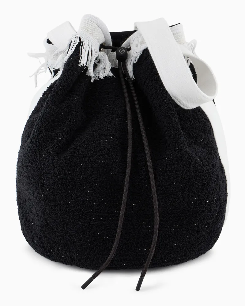 Giorgio Armani Strandtasche aus Baumwollfrottee Schwarz