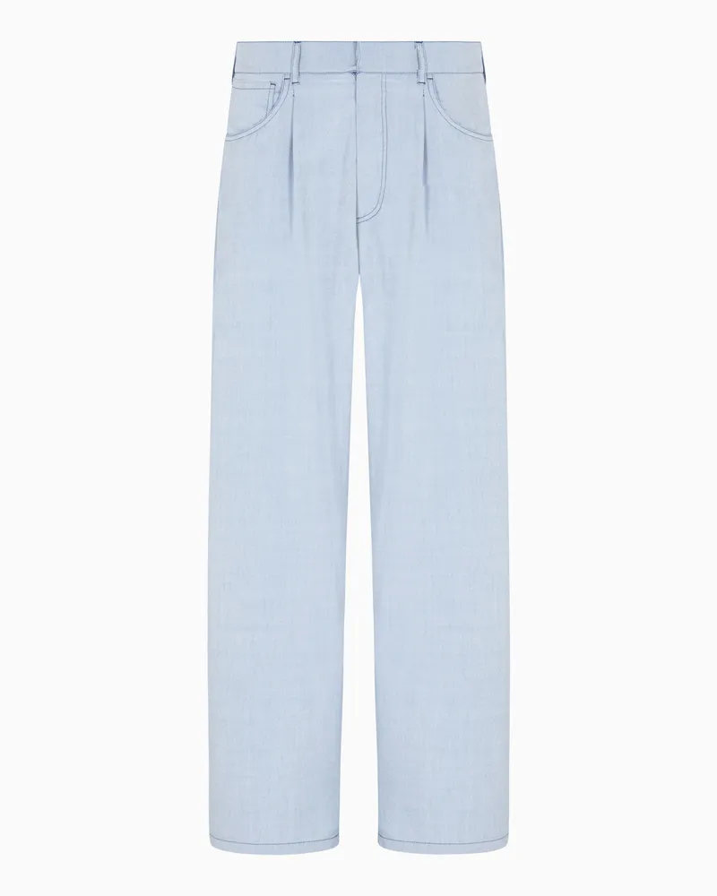Giorgio Armani Hose mit Bundfalte, gefertigt aus Seide Hellblau