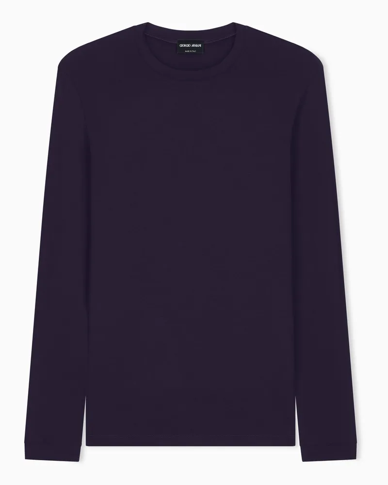 Giorgio Armani Pullover aus Viskosejersey mit Rundhals Violett
