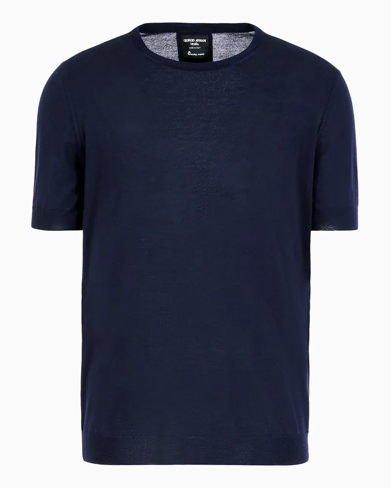 Giorgio Armani Vicuña Pullover mit Rundhalsausschnitt aus Vikunja Marineblau